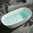 thumbnail image 6 of Cpingao (63"Lx31.5"Wx22"T) Stone Resin Solid Surface Freestanding Bathtub, Modern Elegant Design Soaking Stand Alone Tub, Matte White, Chrome Drain and Overflow Included 8823A-1600, 6 of 8