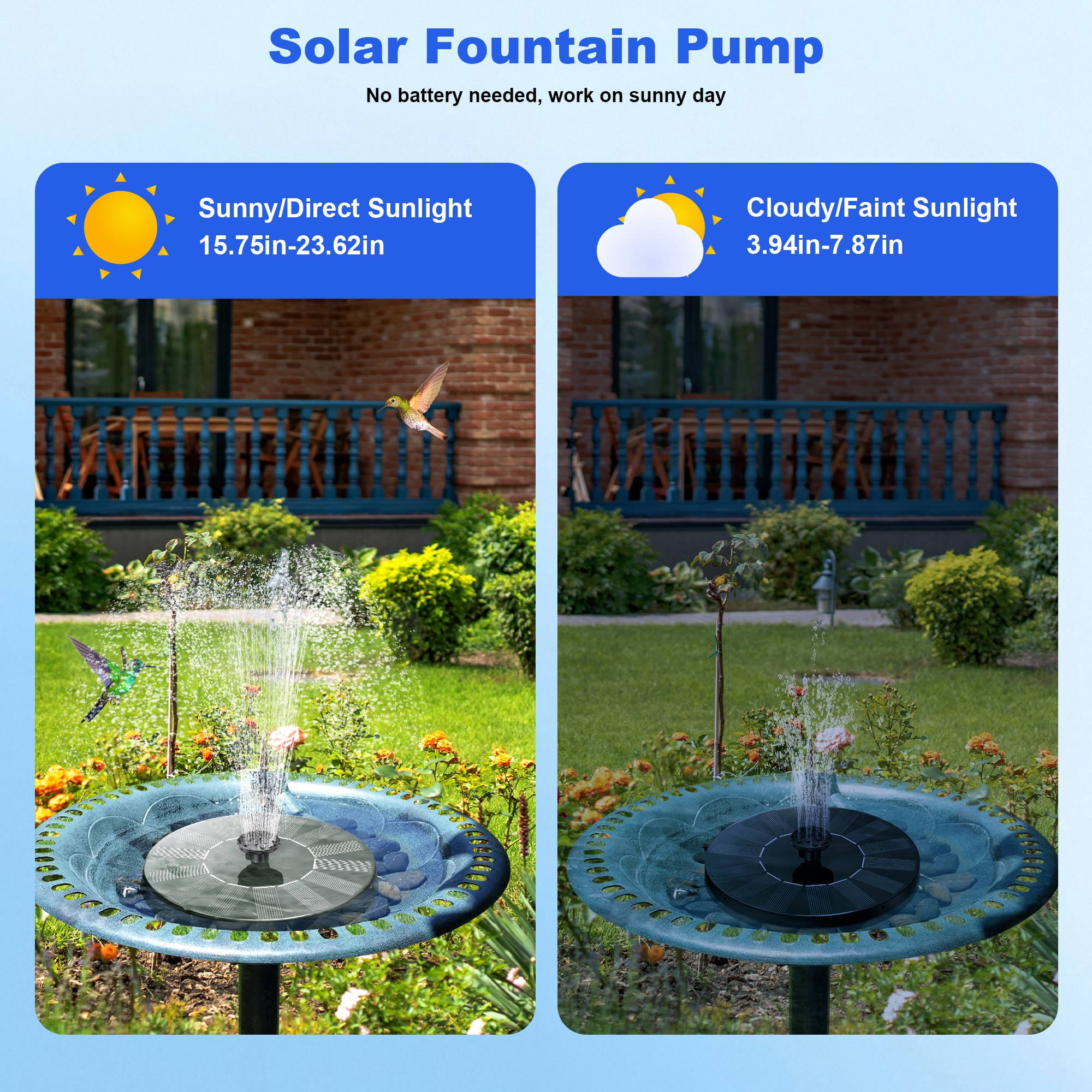 2 Pack Solar Fountain, Floating Solar Bird Bath Water Fountain Pump for Bird Bath, Garden, Small Pond, Pool, Fish Tank, Swimming Pool, Outdoor