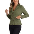 thumbnail image 4 of INSPIRE CHIC Women's Faux Suede Blazer Long Sleeve Lapel Collar Button Jacket 3XL Army Green, 4 of 6