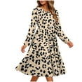 thumbnail image 2 of YueHuiYing Fashion Women's Fashion Leisurely Loose Casual Printed Long Sleeved Round Neck Pocket Dress, 2 of 6