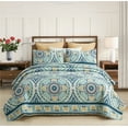 thumbnail image 1 of JML Quilt Set 3 Piece, Embossed Bedspread Bedding Set with 2 Shams, Queen, Atrovirens & Yellow, 1 of 6
