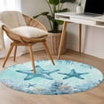 thumbnail image 5 of Summer Starfish Round Living Room Rugs 3.3 ft, Teal Orange Ocean Corals Coastal Marine Life Washable Area Rug with Non-Slip Sturdy Edge Binding Round Front Door Mat Floor Carpet for Entryway, 5 of 9