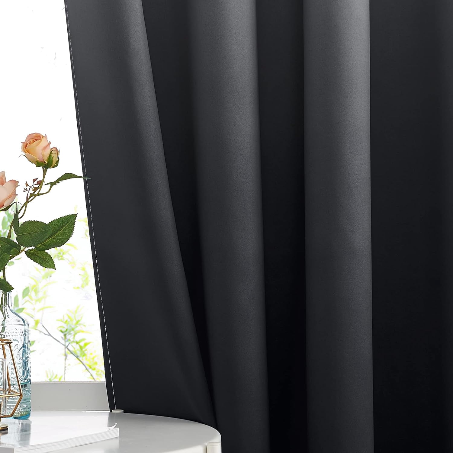 NICETOWN Gradient Blackout Curtain for Living Room Noise Reducing Grommet Modern Decorative Drapes for Bedroom, White to Black, W52 x L84, 2 Panels