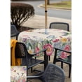 thumbnail image 4 of Outdoor Tablecloth with Umbrella Hole and Zipper, Watercolor Flowers Square Table Cloth 60x60 Inch Waterproof Tablecloth, Spring Hummingbird Butterflly Floral Beige Picnic Table Cover for Patio, 4 of 7