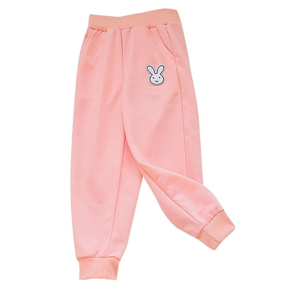 Utoimkio Toddler Girls Cute Rabbit Print Sweatpants Active Jogger Pants Casual Pull-On Pants Sweat Pants for Little Girls 1-7 Years