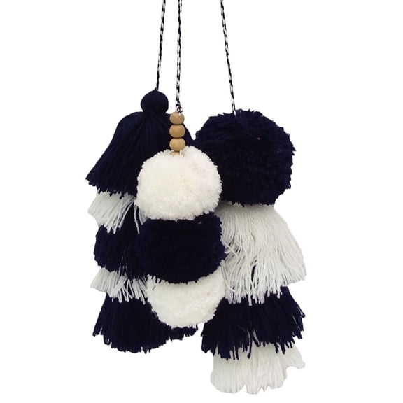 IBA Indianbeautifulart Keyrings For Women Dark Navy Blue Fashion Accessories Women Thread Tassel Pack Of 2 Pieces