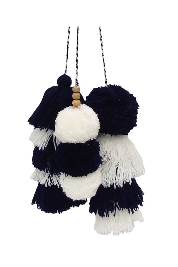 IBA Indianbeautifulart Keyrings For Women Dark Navy Blue Fashion Accessories Women Thread Tassel Pack Of 2 Pieces