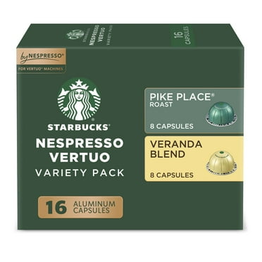 Starbucks By Nespresso Vertuo Line Pods, Light and Medium Roast Coffee Variety Pack, 16 ct