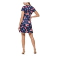 thumbnail image 2 of VINCE CAMUTO Womens Navy Zippered Pocketed Floral Short Sleeve Round Neck Short Wear To Work Fit + Flare Dress 8, 2 of 5