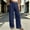 Dark Blue women's wide leg lounge pants a1, variant on Cagogo Women's High Waisted Wide Leg Lounge Pants with Pockets Solid Casual Loose Long Trousers Travel Beachwear Work, Brown S