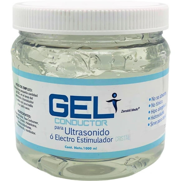 Gel Conductor Transparente Facial y Corporal Ultrasonido 1000ml ZENSKKI MEDIC