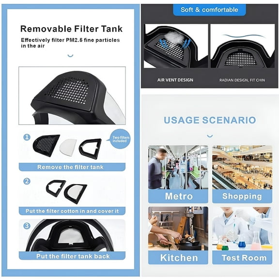 XIRQI Super Protective Face Shield, Anti Fog Mask, Adult Clear Face Shield, Face Mask (2PCS Black SHIELD)