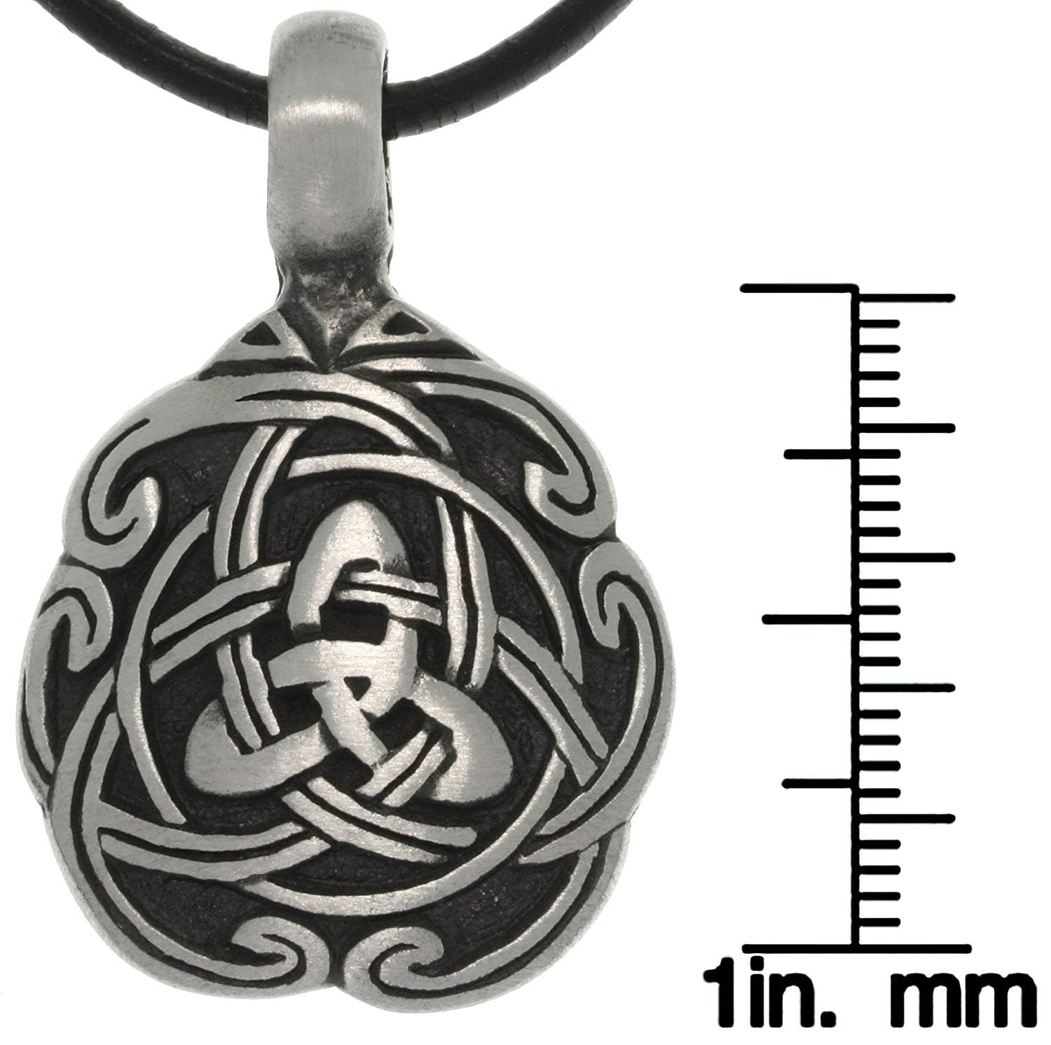 Jewelry Trends Pewter Celtic Trinity Knot Unity Pendant on 18 Inch Black Leather Cord Necklace