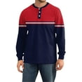 thumbnail image 4 of Hearthz Men's Henley T-Shirt Long Sleeve Fall 3-Button Color Block Summer Shirts for Men O Neck Baseball Cotton T Shirts, 4 of 7