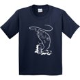 thumbnail image 3 of Inktastic Leaping Bass Fish White Outline Youth T-Shirt, 3 of 5