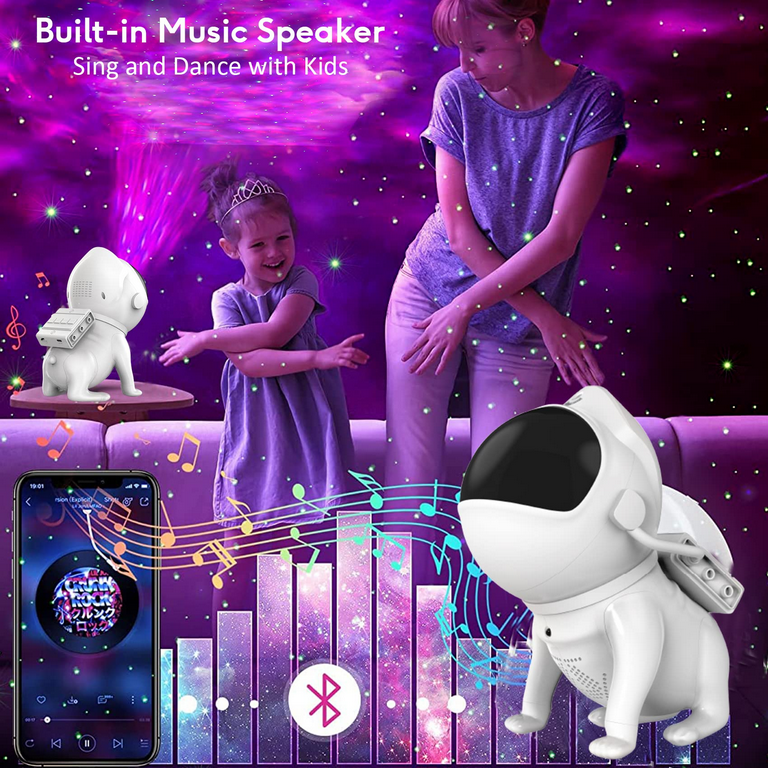Star Projector Galaxy Night Light,Campmoy Space Dog Projector with  Bluetooth Music Speaker,21 Color Modes,8 White Noise,Remote & App  Control,Galaxy
