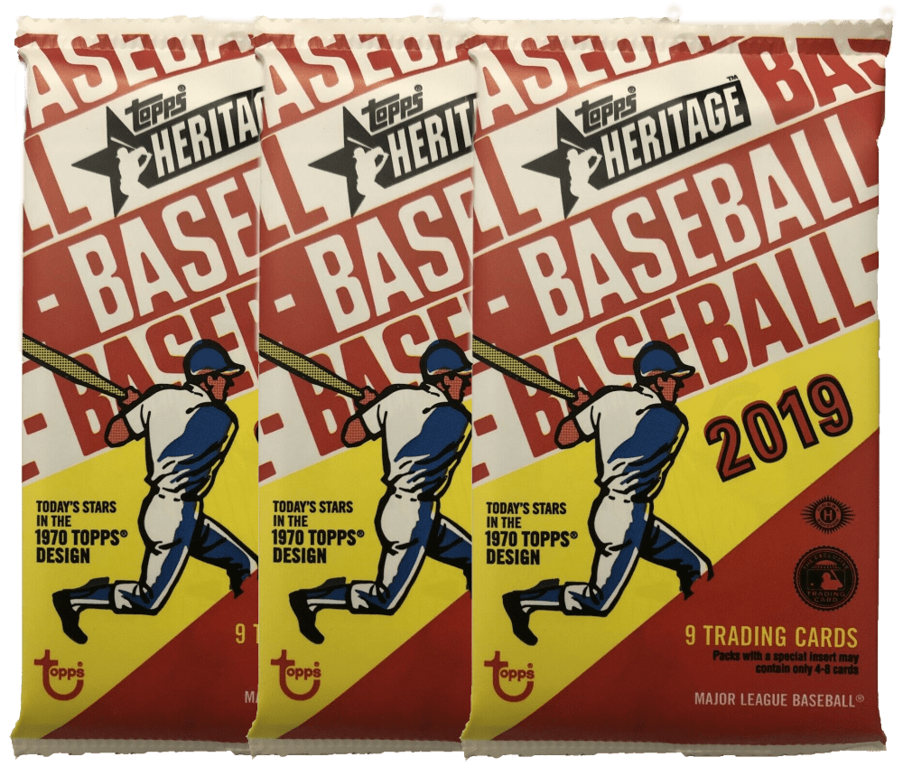 (3) 2019 Topps Heritage Baseball Cards Hobby Pack of 9 Cards Walmart