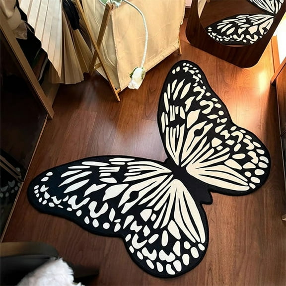 Butterflys-shaped Rug, Faux Furs Butterflys Print Rug, Large Size Rug Home Decor, Suitable for Living Room and Bedroom Non-slipss Rug 37.8 X 31.5 Feet