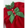 thumbnail image 3 of KelaJuan Baby Girls Christmas Romper Contrast Color Cute Bow Long Sleeve Jumpsuits for Newborn Infant Toddler Cute Clothes, 3 of 6