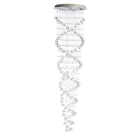Finesse Decor Modern Crystal 9 Light Double Helix Chandelier, Silver