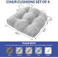 thumbnail image 2 of Chair Cushions for Dining Chairs Set of 4, Kitchen Chair Cushions, Chair Pads with Ties and Non Slip Backing, Tufted Memory Foam Seat Cushion 4 Pack, 15.5" x 15.5" x 4", Light Gray, 2 of 14