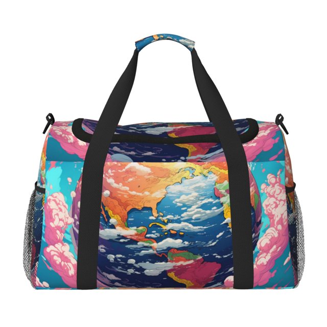 Disketp Colorful Whimsical Earth Bolsa de Viaje Tipo Duffle, Bolso de Mano para Fin de Semana para Mujer, Bolsa de Gimnasio Ligera para Hombre, Esencial para Viajes