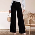 thumbnail image 6 of Favoffer Women's High Waist Suit Pants Solid Color Elastic Waist Straight Wide Leg Pocket Casual Work Trousers Business Office Bottom for Commute Travel, 6 of 8