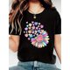 thumbnail image 1 of Women's Casual Crew Neck Valentine's Day T-Shirt with Colorful Heart & Sunflower Design, Stretchy Knit Fabric, Machine Washable - Perfect for All Seasons Tee For Adult, Men, Women, Teen, Teenager, Ad, 1 of 5