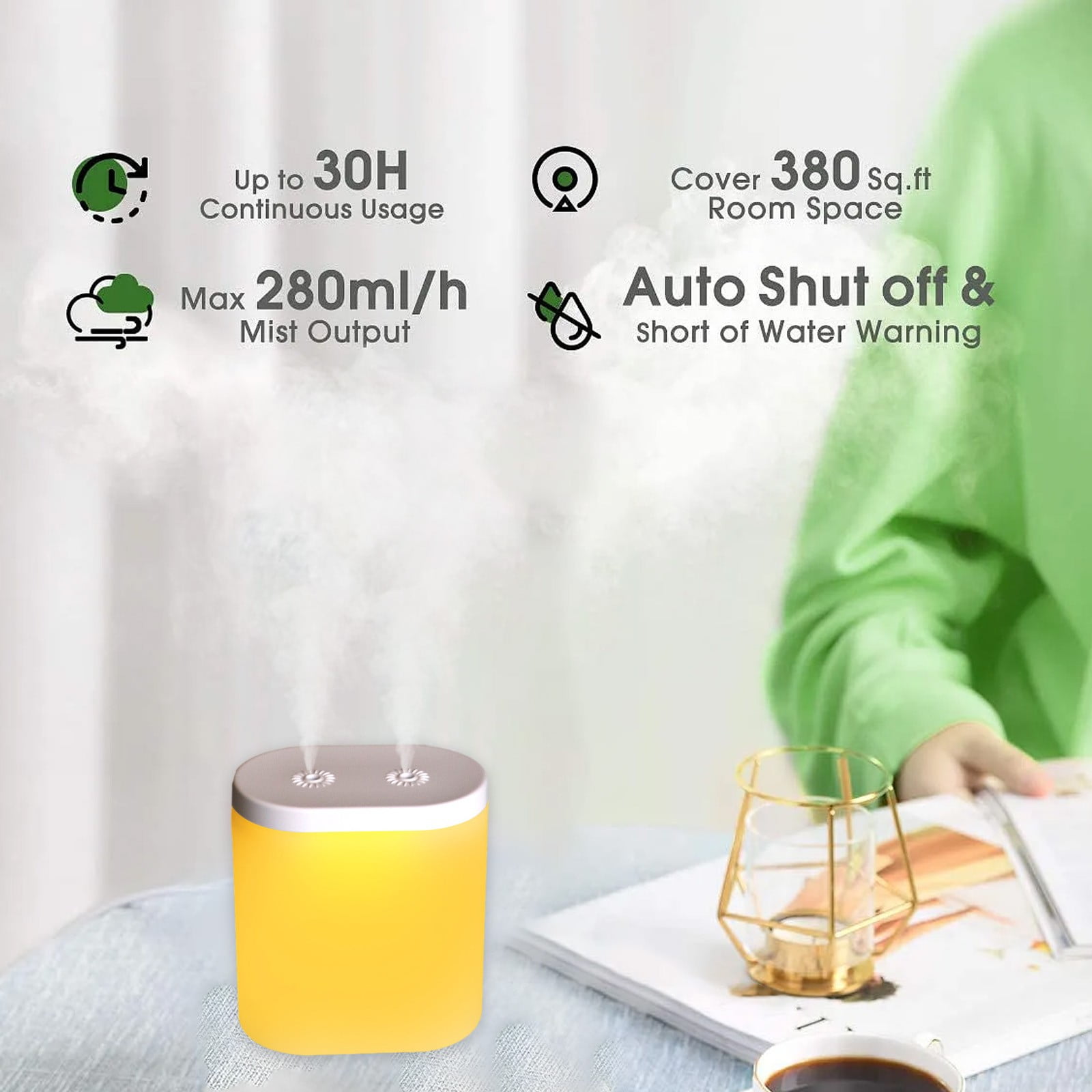 Humidifiers for Bedroom Baby,500Ml Mini Quiet Cool Mist Humidifier (White),Three Modes Adjustable,for Baby Nursery and Plant