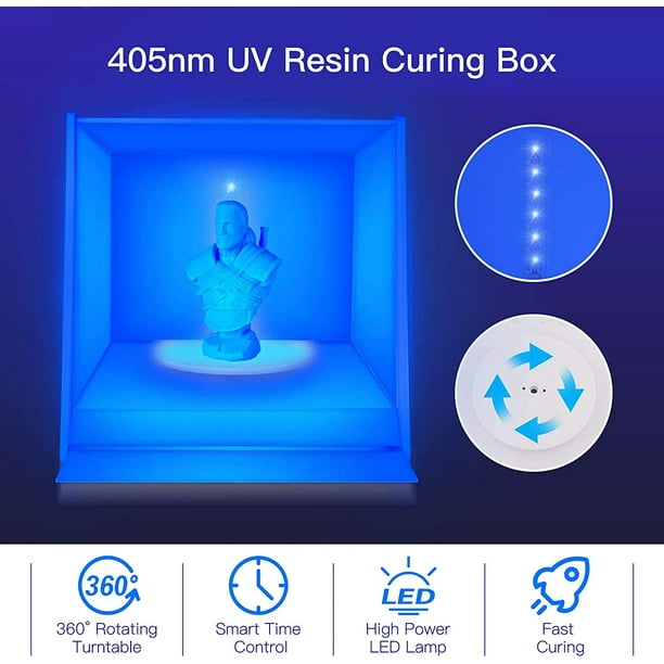 Boîte à lumière de durcissement en résine UV Boîtier de durcissement  bricolage avec plateau tournant rotatif à 360 ° Contrôle intelligent du  temps pour les modèles d'impression 3D LCD DLP SLA 