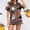 Coffee, variant on Halloween Pajamas Halloween Satin Graphic Button Short Sleeve Pajamas for Women Set