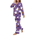 thumbnail image 5 of DISNIMO Ghost Bat Pumpkin Print Women 2 Piece Pajama Sets Casual Loose Sleepwear Long Sleeve Button Down Nightwear with Long Pajama Pants Halloween Loungewear, S, 5 of 7