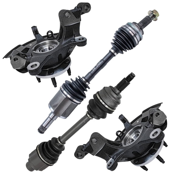 Detroit Axle - AWD Front Steering Knuckles with Hubs   CV Axle Assembly Replacement for 2007 2008 2009 2010 Ford Edge - 4pc Set