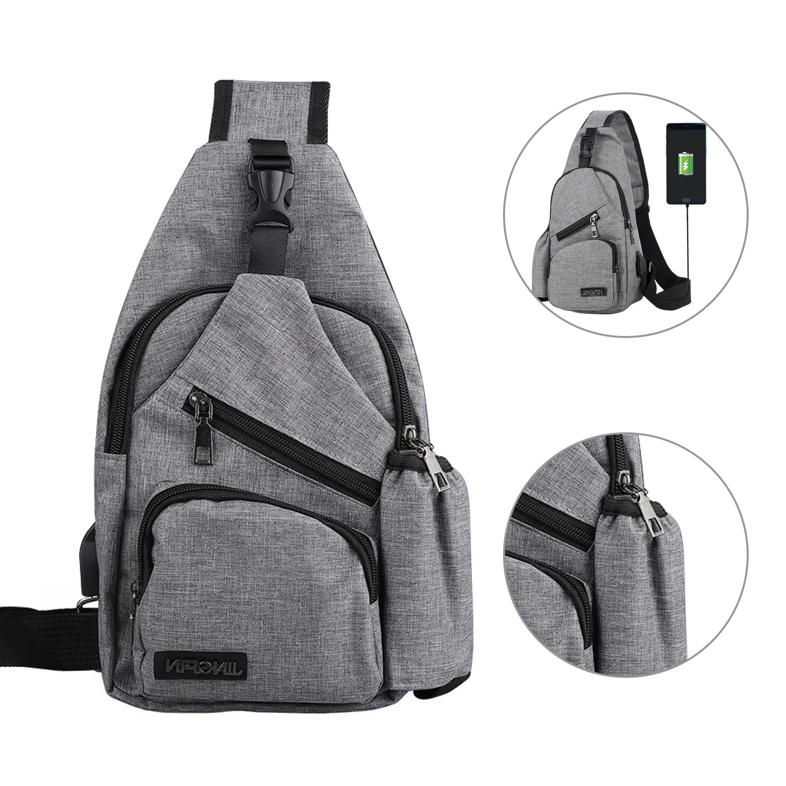 Hiking Travel Shoulder Rucksack for Women Men Sling Backpack Crossbody Daypack Multipurpose Canvas Bag