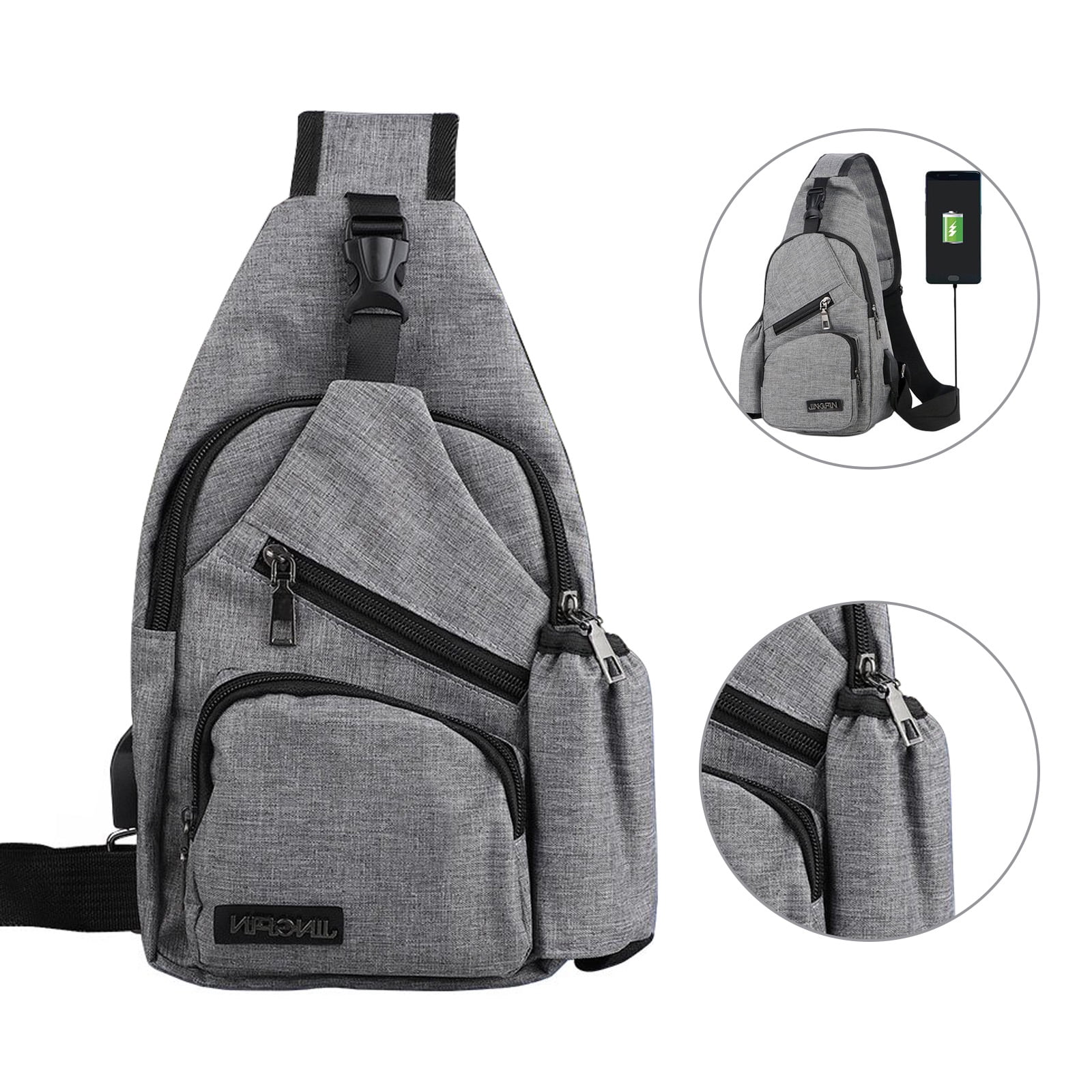 Men Nylon Sling Chest Back Pack Travel Hiking Ride Crossbody Single ...