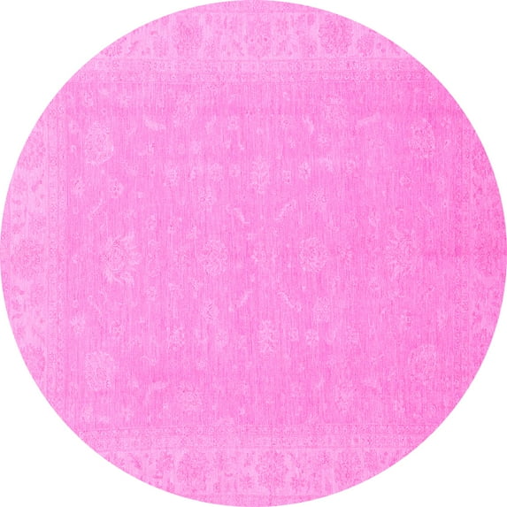 Ahgly Company Indoor Round Abstract Pink Modern Area Rugs, 3' Round