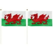 20 pcs  Wales Hand Waving Flags Welsh National Country Flag Mini Polyester Office Desk & Little Table Flags 14x21cm