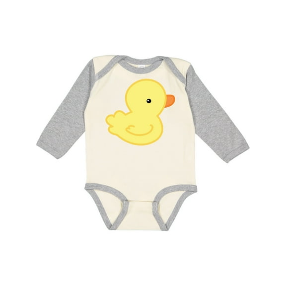 Inktastic Yellow Baby Duck Boys or Girls Long Sleeve Baby Bodysuit