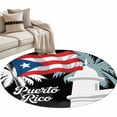 thumbnail image 2 of Puerto Rico Flag Round Area Rug 4 FT, Non Slip Indoor Outdoor Rug, Modern Art Palm Tree American Flags Washable Soft Circular Carpet Non-Shedding Floor Mat for Coffee Table Nursery Foyer Balcony, 2 of 8