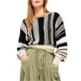 thumbnail image 2 of FREE PEOPLE Womens Black Color Block Long Sleeve Jewel Neck Sweater L, 2 of 2