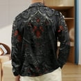 thumbnail image 3 of Men's Floral Slim Fit Long Sleeve Casual Button Down Dress Shirt Black L, 3 of 6