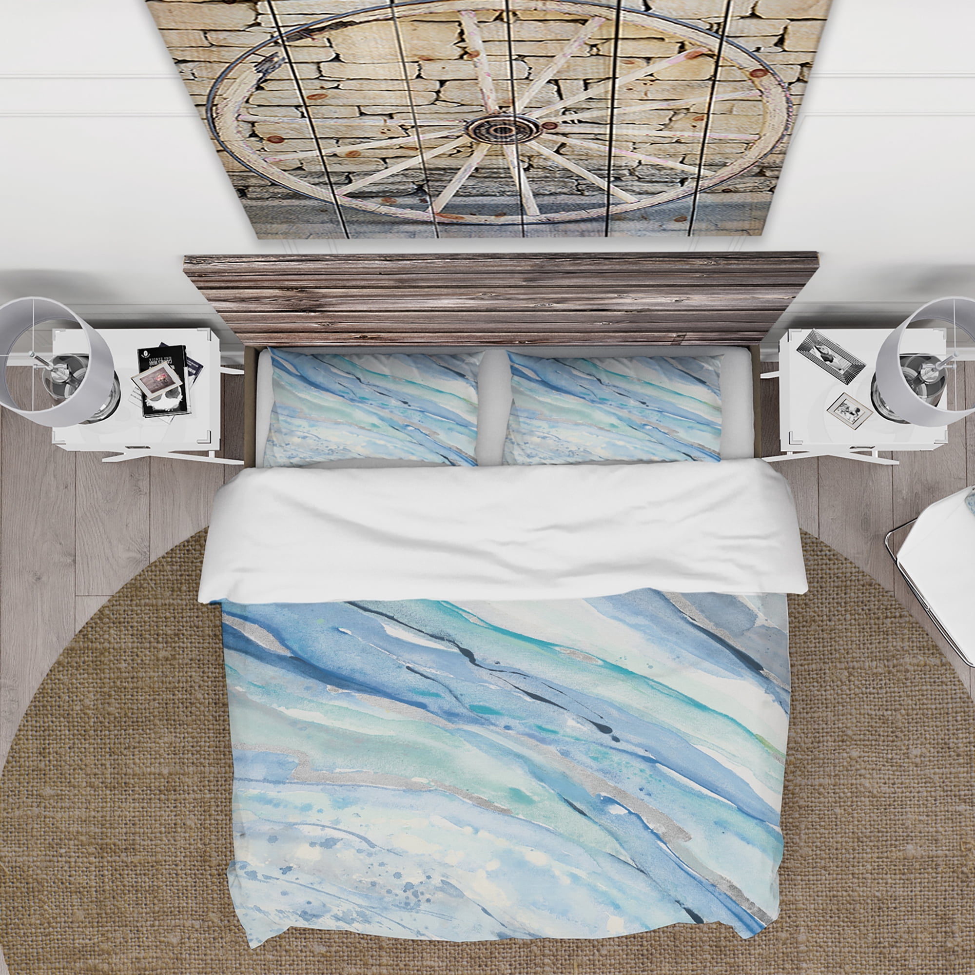 Designart 'Blue Silver Spring I' Farmhouse Duvet Cover Set