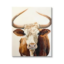 Stupell Industries Longhorn with Curved Horns Animals & Insects Painting Gallery Wrapped Canvas Art Print Wall Art, 16 x 20
