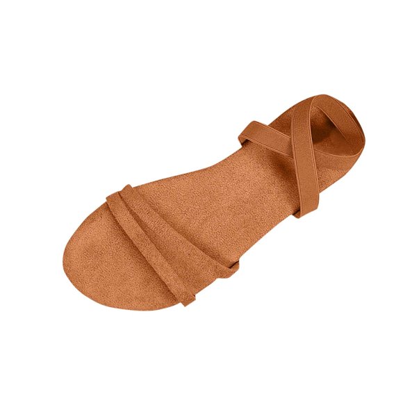 Hopeusnice Sandals for Women Trendy Non-Slip Flock Materials Summer Shoes Women's Sandals Breathable Soft Open Toe Flat Heel Cross-Strap Moisture-Wicking Walking Shoes Brown 37