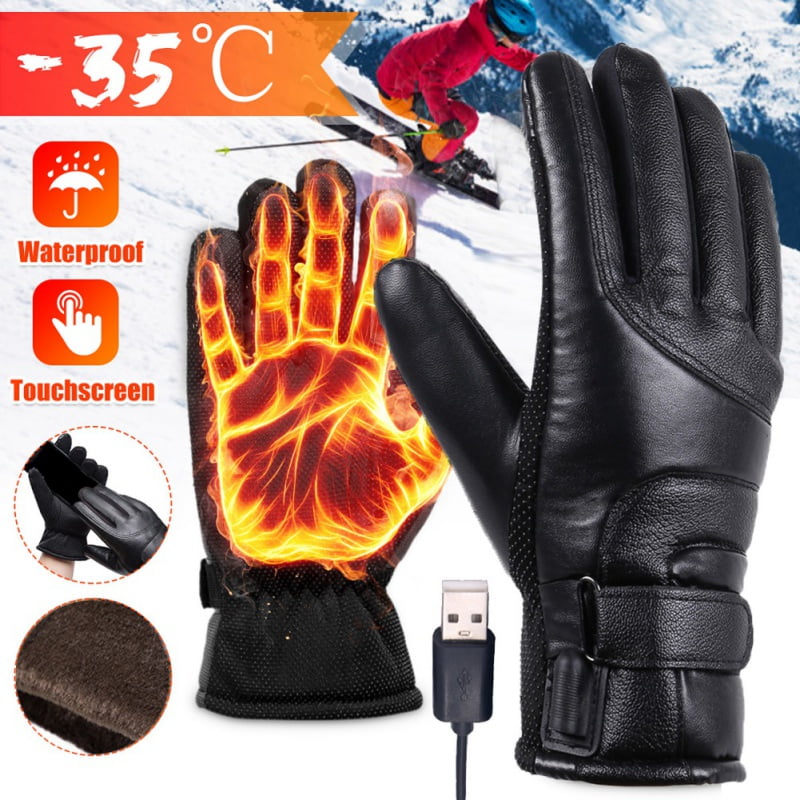 Electric Heated Thermal Heating Winter Warm Gloves USB Rechargeable 