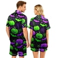 thumbnail image 5 of Festively Fun Couples Matching Halloween Pajamas Short Sleeve Button Front Shirt and Shorts Sleepwear Sets for Men and Women, 5 of 5