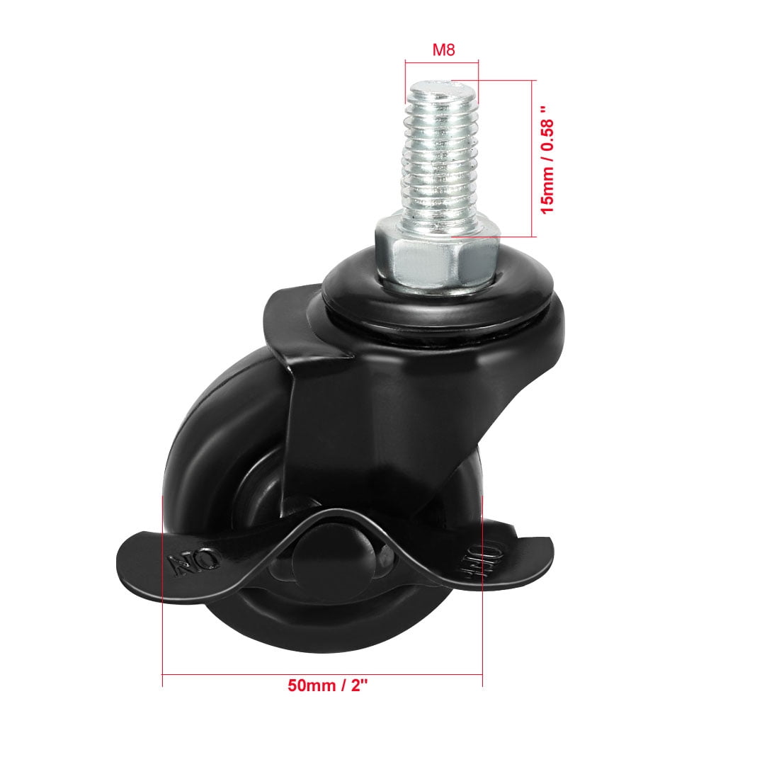 Color : Brake 2inch 50mm Caster Wheels with Ball Spherical,Threaded Stem M8x15 Mm Swivel Caster Wheels,Nylon Furniture Castors Wheels,for Sofa Baby Carriage Coffee Table,4 Pcs