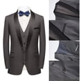 thumbnail image 3 of Beauty Emily Mens 3-Piece Suit Notched Lapel One Button Slim Fit Formal Jacket Vest Pants Set, 3 of 6