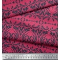 thumbnail image 2 of Soimoi Pink Cotton Duck Fabric Moroccan Damask Print Sewing Fabric Yard 42 Inch Wide, 2 of 3