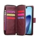 thumbnail image 2 of For iPhone 17 Pro Max Case Zipper Pocket 9 Card Slots PU Leather Phone Cover with Hand Strap - Rose, 2 of 5